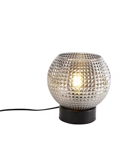 Stolni lampy Art deco stolní lampa černá s kouřovým sklem - Sphere