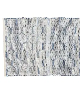 Koberce a koberečky Modrobílý bavlněný koberec s ornamenty a střapci - 60*90 cm Clayre & Eef KT080.033