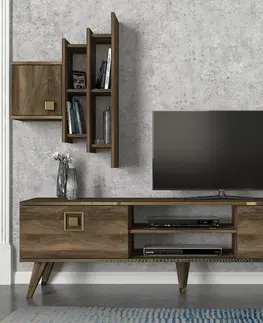 Obývací stěny a sestavy nábytku Televizní stěna GLOSS ořech zlatá