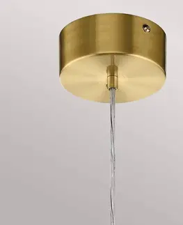 Závěsná světla Quintiesse Závěsné svítidlo LED Moonlit, zlatá barva, hliník, Ø 20 cm, globus