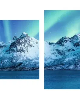 Obrazy přírody a krajiny 5-dílný obraz arktická polární záře