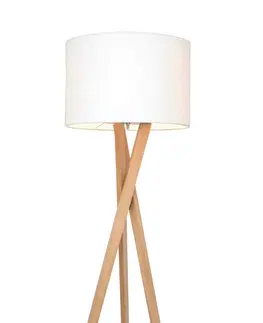 Dřevěné stojací lampy Sessak Přírodní stojací lampa Vega na trojnožce - pr. 45 x 160 mm, 60 W, dub a bílé stínítko SE RVEGLT