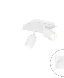 Bodova svetla Moderní koupelnové bodové bílé čtvercové 2-světlo IP44 - Ducha