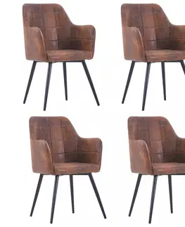 Židle Jídelní židle 4 ks umělá semišová kůže Dekorhome Šedá