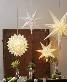 Vánoční světelná hvězda STAR TRADING Krajková papírová hvězda, bez osvětlení, Ø 45 cm, bílá