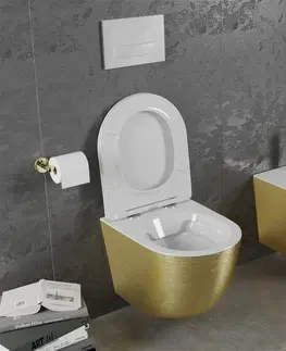 Záchody MEXEN Lena Závěsná WC mísa včetně sedátka s slow-slim, duroplast, bílá/zlatá vzor linie 30224007