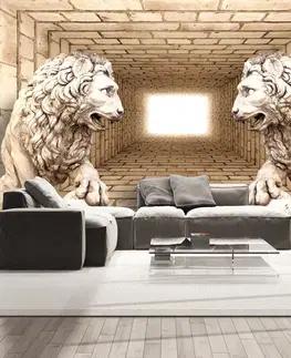 Tapety s imitací cihly, kamene a betonu Fototapeta tajemství lvů - Mystery of lions