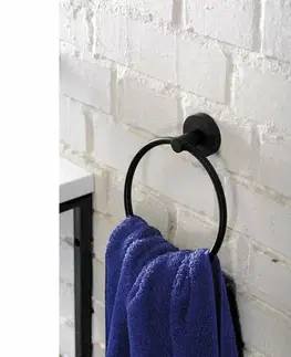 Koupelnový nábytek SAPHO XB402 X-Round Black držák ručníků kruh, černá