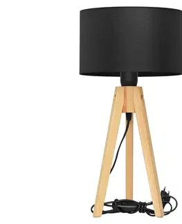 Lampy  Stolní lampa ALBA 1xE27/60W/230V černá/borovice 