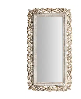 Luxusní a designová zrcadla Estila Rustikálne obdĺžnikové nástenné zrkadlo Manilla s kovovým rámem bielo-hnědé barvy s vintage patinou 88cm