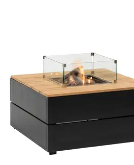 Přenosná ohniště COSI Stůl s plynovým ohništěm cosipure 100 černý rám / deska teak