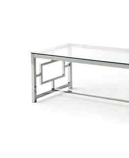 Designové a luxusní konferenční stolky Estila Chromový designový konferenční stolek Adorno ze skla a kovu 120cm