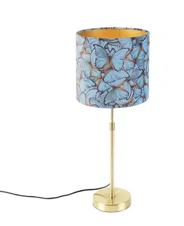 Stolni lampy Stolní lampa zlatá / mosazná se sametovými odstíny motýlů 25 cm - Parte