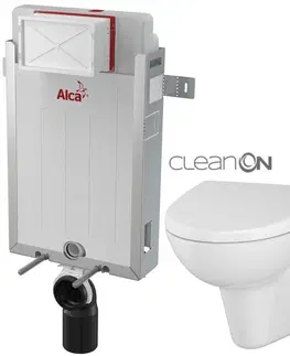 WC sedátka ALCADRAIN Renovmodul předstěnový instalační systém bez tlačítka + WC CERSANIT CLEANON PARVA + SEDÁTKO AM115/1000 X PA1
