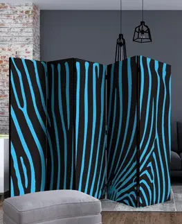 Paravány Paraván Zebra pattern (turquoise) Dekorhome 225x172 cm (5-dílný)