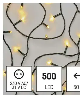 LED řetězy EMOS LED vánoční řetěz, 50 m, venkovní i vnitřní, teplá bílá, časovač D4AW06