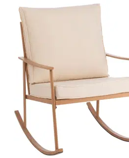 Křesla Přírodně-béžové kovové houpací křeslo Chair Pallo Swing - 64*93*80 cm J-Line by Jolipa 20089