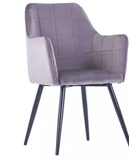Židle Jídelní židle 6 ks samet / ocel Dekorhome Růžová