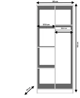 Šatní skříně Idzczak Meble Šatní skříň 2D 06 SMYK I 80 cm bílá, varianta šedé úchytky