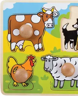 Dřevěné hračky Bigjigs Toys Vkládací edukativní puzzle FARMA vícebarevná