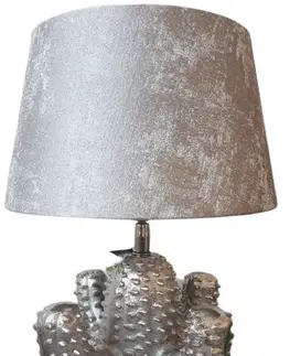 Lampy Stříbrná kovová stolní lampa Cactus  -Ø 25*43 cm/ E27 Colmore by Diga 001-17-2195