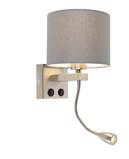 Nastenna svitidla Moderní nástěnná lampa z oceli se šedým odstínem - Brescia