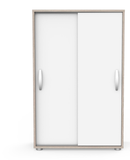Botníky PERK botník s posuvnými dveřmi, bílá/dub shannon