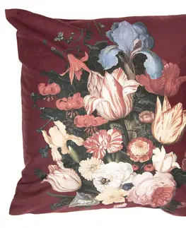 Dekorační polštáře Vínový sametový povlak na polštář s květy I - 45*45 cm Clayre & Eef KT021.211