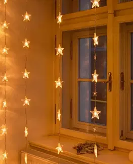 Závěsy a sítě DecoLED Vánoční osvětlení do okna 1,2 x 1,2 m, propojovatelné, hvězdy