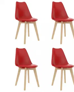 Židle Jídelní židle 4 ks plast / umělá kůže / buk Dekorhome Fialová