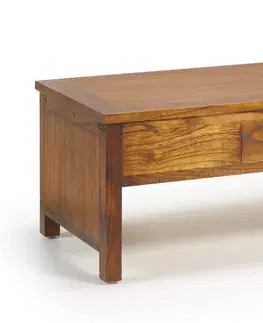 Designové a luxusní konferenční stolky Estila Masivní stylový konferenční stolek Star ze dřeva Mindi s vyklápěcí deskou a zásuvkou 110cm
