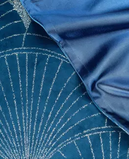 Dekorační ubrusy Sametový středový ubrus s lesklým modrým potiskem