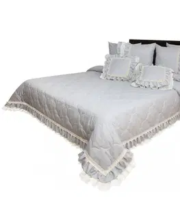 Luxusní přehozy na postel Vintage světle šedý přehoz v romantickém stylu