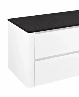 Koupelnový nábytek SAPHO LUCIE umyvadlová skříňka s rockstone deskou 89,5x45x44,5cm, bílá / rare rock LU090-3030-01