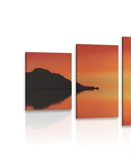 Obrazy přírody a krajiny 5-dílný obraz oranžová plachetnice