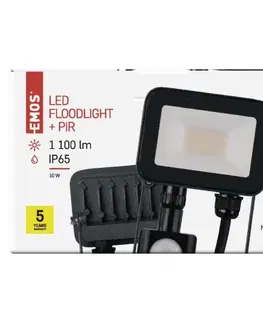 LED reflektory EMOS LED reflektor INOVO s pohybovým čidlem, 10 W, šedý, neutrální bílá ZS2712