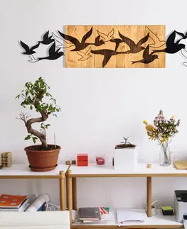 Bytové doplňky a dekorace Wallity Nástěnná dřevěná dekorace BIRDS hnědá/černá