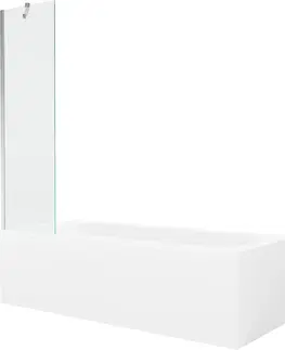 Vany MEXEN/S Vega obdélníková vana 180 x 80 cm s panelem + vanová zástěna 50 cm, transparent, chrom 550118080X9505000001