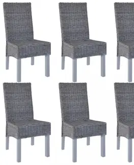 Židle Jídelní židle 6 ks ratan / mangovník Dekorhome Černá