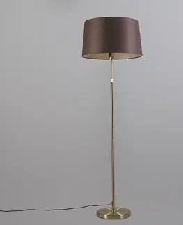 Stojaci lampy Stojací lampa zlatá / mosazná s hnědým odstínem nastavitelná 45 cm - Parte