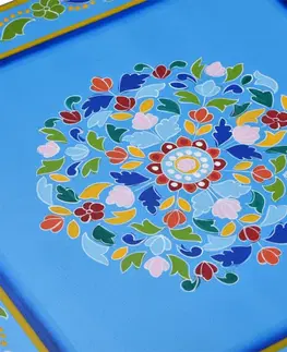 Konferenční stolky Konferenční stolek ručně malovaný Dekorhome Tyrkysová