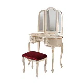 Designové a luxusní toaletní stolky Estila Barokní oválný toaletní stolek Clasica se zrcadlem a třemi šuplíky s vyřezávaným zdobením 93cm