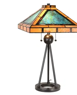 Stolní lampy Clayre&Eef Stolní lampa 5LL-6164, design Tiffany zelená/hnědá