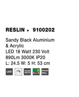 LED nástěnná svítidla NOVA LUCE nástěnné svítidlo RESLIN černý hliník a akryl LED 18W 220V 3000K IP20 9100202