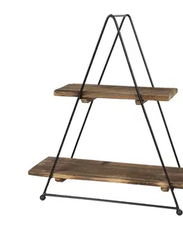 Podnosy a tácy Retro etažér s dřevěnými poličkami - 32*14*42 cm Clayre & Eef 6H1859 antik