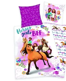 Povlečení Herding Dětské bavlněné povlečení Spirit Horses girls, 140 x 200 cm, 70 x 90 cm