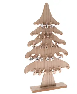 Vánoční dekorace Dřevěný adventní kalendář Stromek hnědá, 26,5 x 47,2 cm