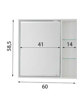 Koupelnová zrcadla HOPA Horní závěsná zrcadlová skříňka SÉVIS Rozměr A 60 cm, Rozměr B 14 cm, Rozměr C 58.5 cm OLNSEV60