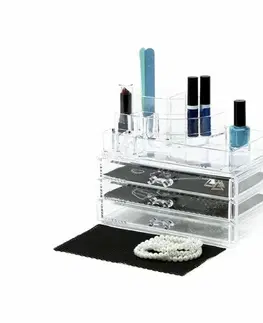 Koupelnový nábytek Velký organizér na kosmetiku Compactor – 3 zásuvky, horní úložný prostor, čirý plast