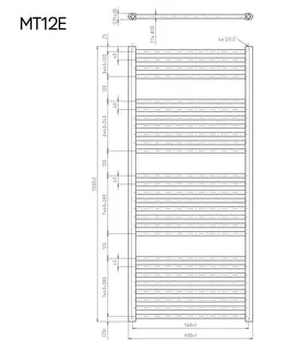 Radiátory MEREO Otopný žebřík rovný 600x1330 mm, bílý, elektrický MT12E